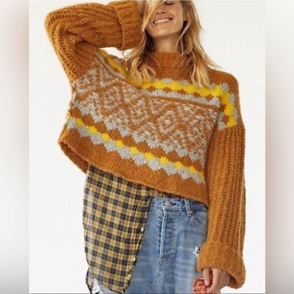 Free People Alpine Crop Mock Neck Sweater